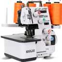 Pro Serger Sewing Machine, Heavy-Duty Industrial Metal Frame Overlock Machine with 3-4 Stitch Capability, Overlocker Sewing Machine with LED Light12 Stitch Patterns, 1,250 Stitches Per Minute, White