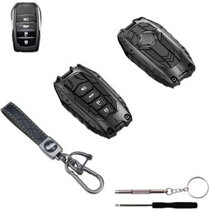 Heavy Zinc Alloy Key Fob Cover, Metal Key Case Protector | Compatible With Toyota Tundra 2022-2025, Fits For Highlander Corolla Cross Venza Sequoia Land Cruiser Prius Sienna Etc