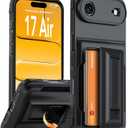 Oterkin for iPhone Air Wallet Case [4-5 Card Holder] [RFID Blocking] [Full Camera Protection] [Kickstand] [Military Grade Protection] Shockproof Rugged Phone Case for iPhone 17 Air 6.5 Inch, Black