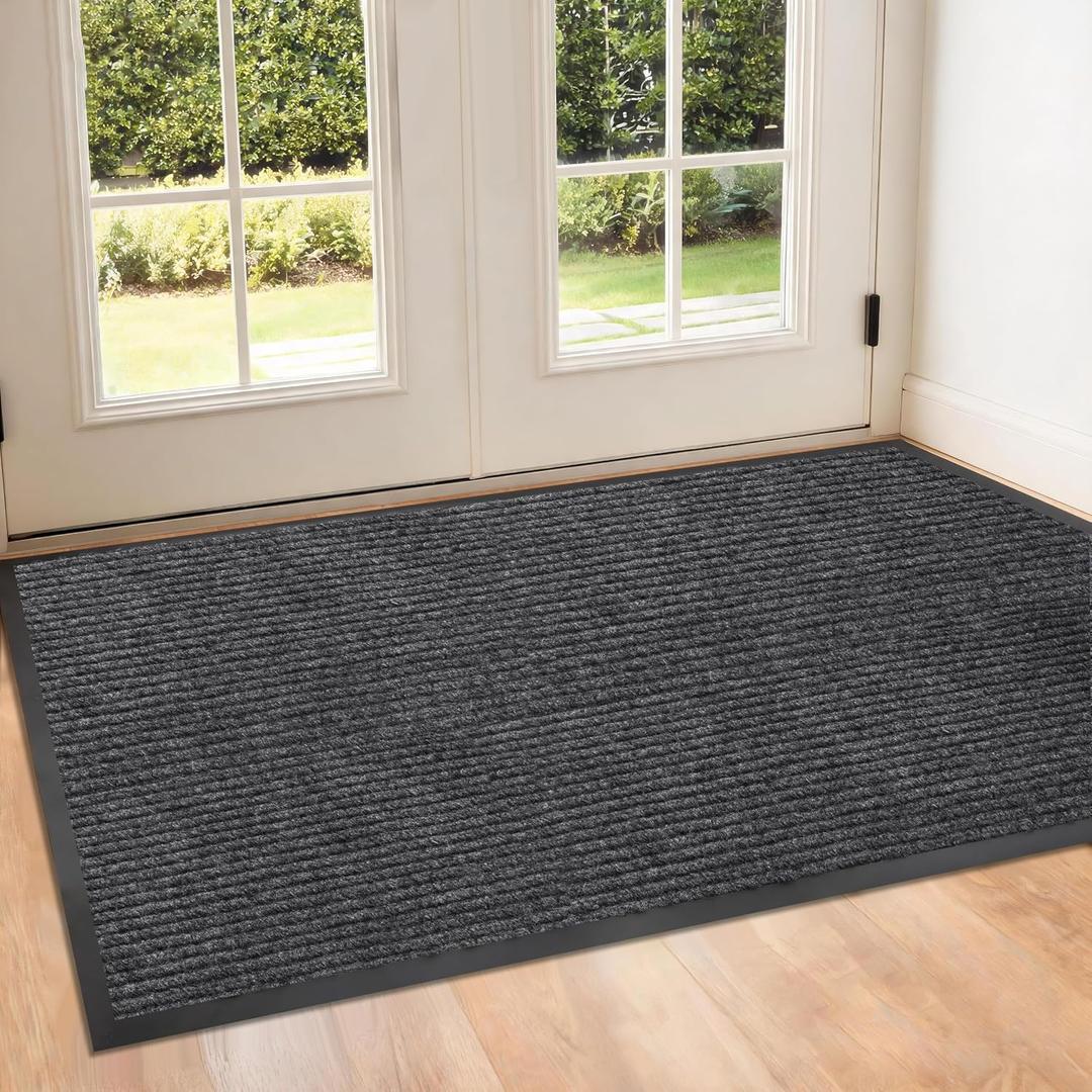 Storystore 3' x 5' Front Door, Mat Heavy-Duty Commercial Mat for Indoor/Outdoor Entryways, Non Slip Rubber Backing Low Profile for Entrance Home Office, Patio & Garage(Gray)