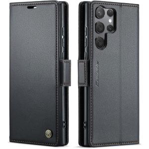 Newhalper for Samsung Galaxy S25 Ultra Case Wallet Leather [Card Holder][RFID Blocking][High-Grade Leather] [Wireless Charging] for S25 Ultra Phone Case (Black)