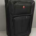 SWISSGEAR Sion Softside Expandable Spinner Luggage Durable Lightweight Travel Suitcase, Black, Checked-Large 29-Inch