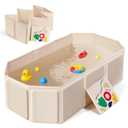 Orzbow Toddler Bathtub, Collapsible Baby Bathtub with Non-Slip Base, Portable Bath Tub for Kids Infant 12 Months+ Travel, Easy to Clean, Stable & Durable, Space-Saving, White