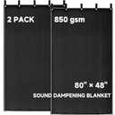 2 Pcs Large Sound Dampening Blanket 48" x 80", 850GSM Acoustic Sound Blanket with Grommets,Heavy Duty Studio Sound Absorption Blankets,Acoustic Blanket Noise Reduce,Light Blocker,Moving Blankets