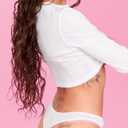 xo, Fetti White Ruffle Bride Thong, S/M/L | Embroidered Underwear, Bridesmaid Gift, Bridal Shower Lingerie, Outfit Accessory (White, L)