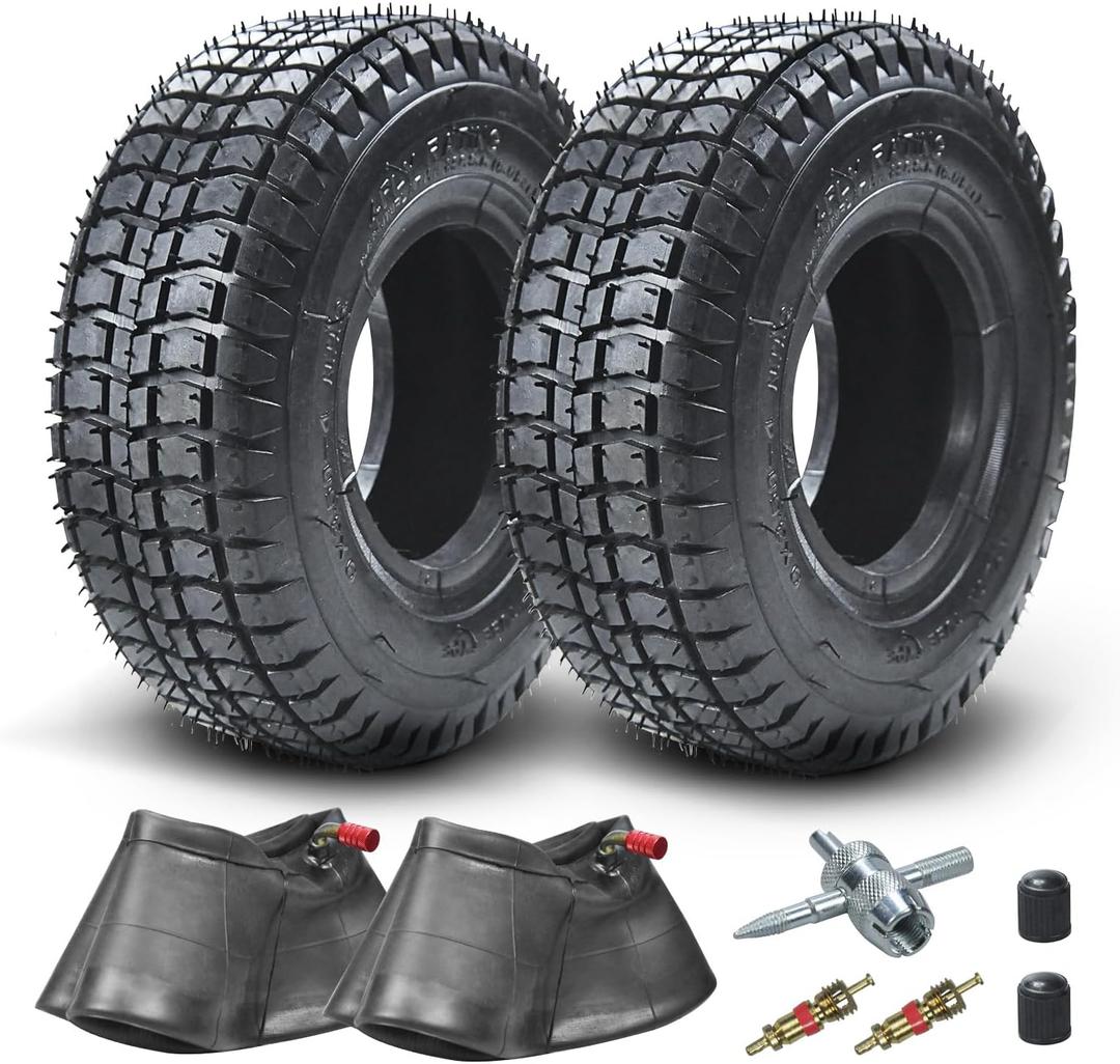 9x3.50-4 9"x3-1/2" Tire and Inner Tube for 49cc Stand Up Gas Electric Scooter 4-Wheeler Garden Zero Turn Lawn mower Go Kart 2-stroke Mini ATV Skateboard Scooter Tractor Heavy Duty Parts 2 Pack