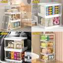 Kmiectse Clear Storage Bin with Lid 3 Pack Stackable & Sturdy Plastic Multifunctional Folding Storage Bins for Bedroom, Living Room, Study,Room, 23 QT Folding Box with Magnetic Door