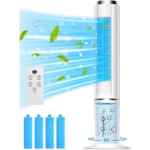 42 INCH Portable Air Conditioners w/LED Touch Screen, 4 Mode&3 Speed,1-Gal Tank for 15H Cooling Evaporative Air Cooler,12H Timer, No Hose No Window Needed, 90 Oscillating AC Unit for Bedroom
