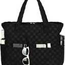 LEDAOU Large Beach Bag Women Waterproof Sandproof Zipper Beach Tote Pool Bag for Swim Gym Grocery Travel with Wet Pocket | Waterproof, Sandproof, Zipper, Pool, Gym, Grocery (1 Piece - Black Checkered)