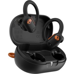 Skullcandy Push ANC Active Wireless Earbuds, Bluetooth Headphones, Noise Cancelling, 58 Hours Battery, Secure-Fit Over-Ear Hanger, Sweat and Waterproof, Microphone for iPhone Android - Black/Orange