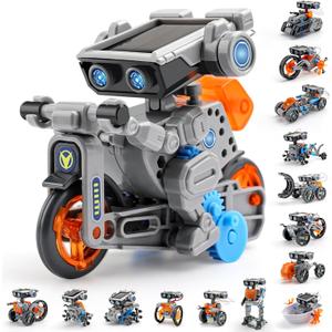 Solar Robot Building Kit STEM Gift for Boys Aged 8-13, DIY 15-in-1 Educational Science Building Toy, Solar or Battery Powered Robotic Set for Children Birthday with 212 Pieces