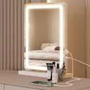Sweetcrispy 18"x13" LED Vanity Mirror with Lights, Dimmable 3 Color Modes Makeup Mirror with Memory Function, USB Charging, Aluminum Frame, Lighted Mirrors for Desk, Bedroom, Living Room