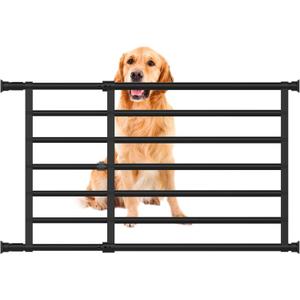ZenithGate Expandable Dog Gate, 21"-40" Width, Indoor & Staircase, Pressure Mount, Step Over (Large, Black)