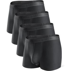 DAVID ARCHY Men's Soft Underwear Micro Modal Dual Pouch Trunks Ball Pouch Bulge Enhancing Boxer Briefs for Men 3 or 4 Pack (A1, Black - 2.5" in 4 Pack)