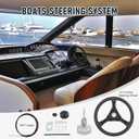 Outboard Steering Rotary System Boat Kit with 13.5 Inch Steering Wheel,3/4" Tapered Shaft,10 Feet Boat Cable for Marine Outboard