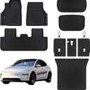 Floor Mats for Tesla Model Y Juniper 2025 2026, 9PCS Model Y Juniper Floor Mats & Cargo Mats & Backrest Mat TPE Full Coverage Car Mats Accessories