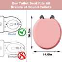 Round Slow Close Wood Toilet Seat, Heavy Duty Pink Toilet Seat with Baked Enamel Finish, Support 400 lbs, Soft Close Toilet Lid with Zinc Alloy Hinges, Grip-Tight Bumpers, Easy Clean & Quick Assembly