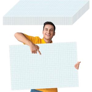 gisgfim 50 Sheets Large Graph Paper 24 X 36 in Graph Paper Pad 1/4 in Ruled Large Grid Paper Sheet Blueprint Paper Engineering Paper Poster for Architect Designer Mathematician Draftsman(White Blue)