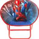 Marvel Spiderman Toddler Saucer Chair with Cushion,19” Folding Frame,Soft Plush Seat for Kids Ages 3+,Portable & Lightweight