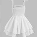 RoseSeek Girl's Flowy Cami Dress Ruched Sleeveless Pink Layered Ruffle Kawaii Short Smocked Summer Dresses (White), Size 5 Years Old