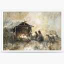 Vintage Nativity Scene Birth Of Baby Jesus Painting Poster Religious Painting Canvas Wall Decor Christian Catholic Wall Art Painting Church Home Room Aesthetic Decor 16X24 in Unframed (16L" x 24W")