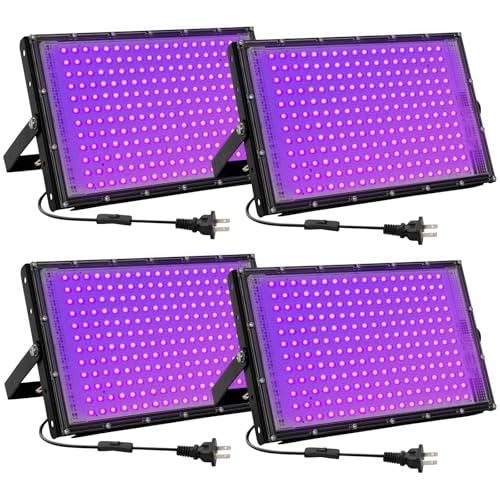 200W LED Black Lights for Glow Party - Waygor IP65 Waterproof UV Blacklight Floodlight 395nm Black Light Spotlight Purple Black light Flood Light Fluorescent UV Light Lamp for Halloween Decor (2 pack