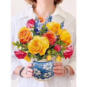 Freshcut Paper Pop Up Cards, Sorbet Roses, 12 Inch Life Sized Forever Flower Bouquet 3D Popup Greeting Card, Anniversary Cards, Valentine's Day Gifts, Mother's Day Card, Blank Notecard & Envelope