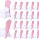 Mindsoft 20 Pcs Chair Cap Covers Spandex Chair Hood Sash Hat Bands Folding Stretch Elastic Cover for Wedding Holidays Banquet Party Celebration (Light Pink)