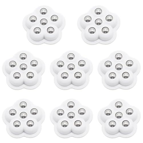 8 Pcs Self Adhesive Mini Caster Wheels 360° Swivel Appliance Wheels Stainless Appliance Sliders for Kitchen Appliances, Small Furniture (White)