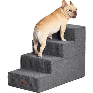 EHEYCIGA Dog Stairs for Bed 20" H, 4-Step Extra Wide Dog Steps for High Bed, Pet Steps for Small Dogs and Cats, Non-Slip Balanced Pet Ramp Indoor, Grey