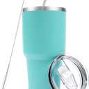 Toopify 30 oz Stainless Steel Insulated Tumbler Travel Mug with Straw Slider Lid, Cleaning Brush, Double Wall Vacuum (30 Mint)