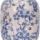 Chinoiserie Vase - 7.9" Tall Chinoiserie Decor Ice Crackle Vintage Blue and White Floral Vase, Farmhouse Country Home Decor, Living Room, Dining Table, Fireplace and Entryway Decor Centerpieces
