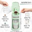 Mixpresso Green Personal Single Serve Coffee Maker with 14oz Travel Mug, Drip Small Coffee Maker with Auto Shut Off, Reusable Filter, Works with Ground Coffee Only Not for K-Cup Pods