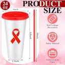 Tioncy 12 Pcs Cancer Awareness HIV/AIDS Red Ribbon Plastic Tumblers with Lids and Straws Inspirational Tumblers Cancer Awareness Gifts for Women Men Survivor Fighter Favors