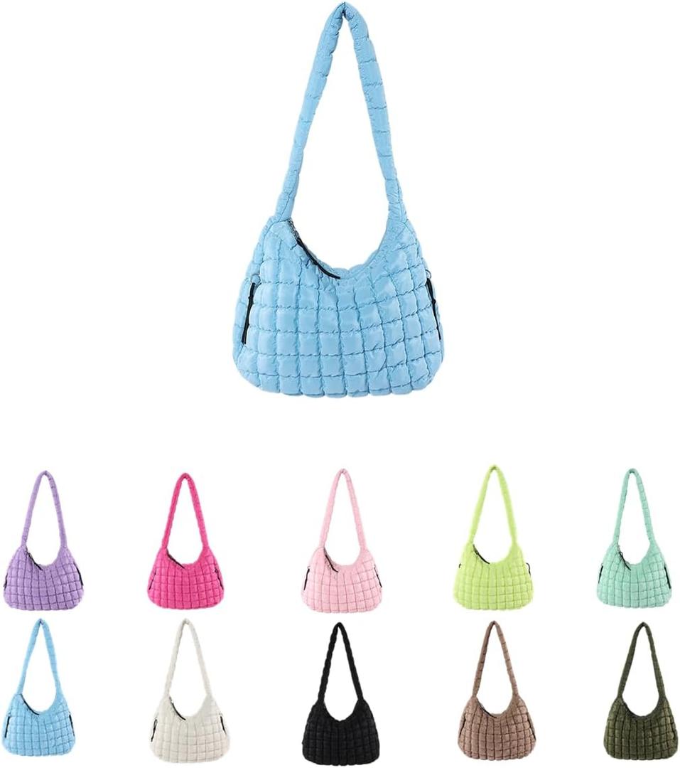 Large Quilted Hobo Bag Bubble Crossbody Handbag Cloud Tote Shoulder Bag Casual Bag Gift for Women (Blue)