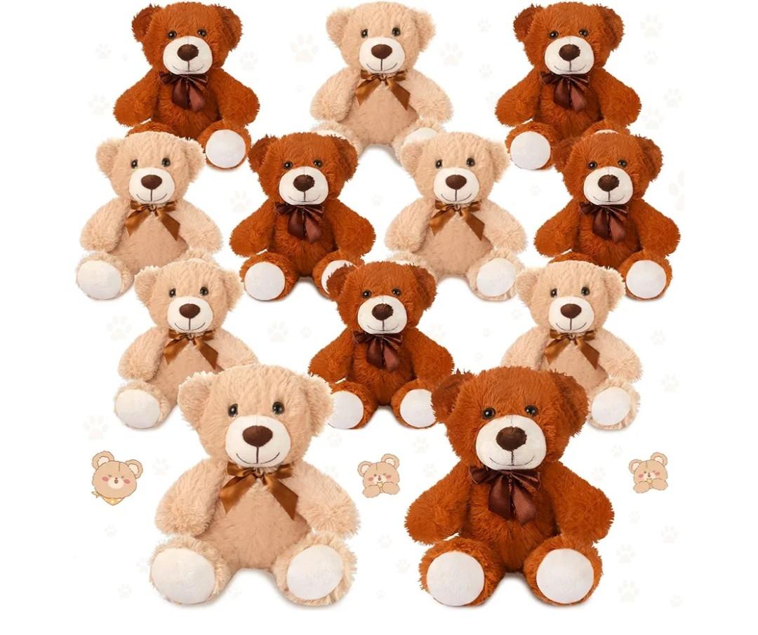 Zhanmai 12 Pcs 14 Inch Valentine's Day Bear Stuffed Animal Bulk Gifts Bulk Soft Plush Stuffed Bear for Bridal Anniversary Centerpiece Baby Shower Party Favor