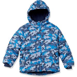 Amazon Essentials Toddler Boys' Heavy-Weight Hooded Puffer Jacket Coat, Blue, Camo, 2T
