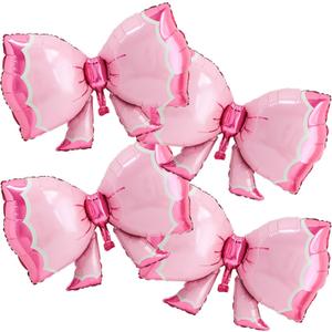 4 Pcs Large Pink Bow Balloons for Coquette Party Decorations and Birthday Decorations