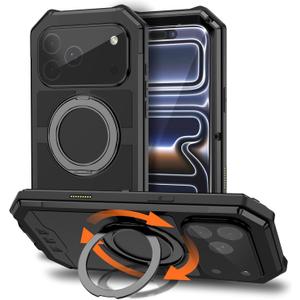 Lunivop Cases Compatible with iPhone 17 Pro Max Case 6.9 '' Metal 360°Rotated Ring Holder 【Compatible with Magsafe】 Built-in Screen Protector Heavy Duty Military - Grade Protective Cover