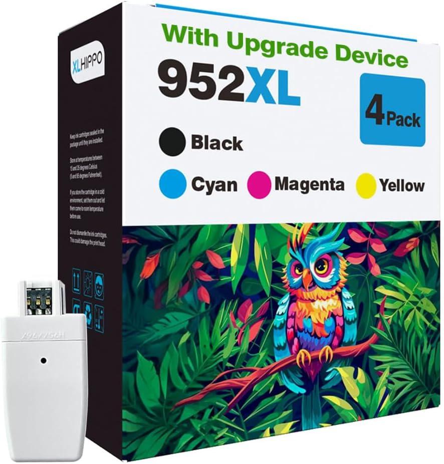 952 XL Ink Cartridges for HP Printers Replacement for HP 952 HP 952XL Ink Cartridges Combo Pack Works on OfficeJet Pro 8710 7740 8720 8715 8210 7720 8702 8730 8740 8725 (4 Pack + Chip Upgrade Device)