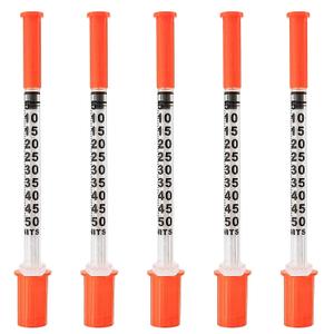 U-100 0.5cc/mL Syringes with 31G 5/16 inch (8mm) Needles Scientific Lab, Individual Package Pack of 100