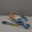 MIBOTE 17 Pcs Silicone Cooking Kitchen Utensils Set with Holder, Wooden Handles BPA Free Silicone Turner Tongs Spatula Spoon Kitchen Gadgets Utensil Set for Nonstick Cookware (Blue)