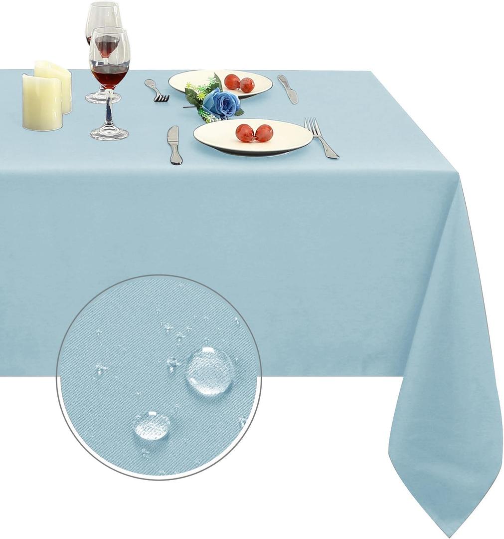 Obstal Dusty Blue Rectangle Table Cloth - Heavy Duty Water Resistance Polyester Tablecloth, Decorative Fabric Table Cover for Outdoor and Indoor Use, 60x102 Inch