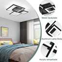 Modern Black Led Ceiling Light 3-Square Design 3000K-6500K Dimmable LED Ceiling Light with Remote 33W Acrylic Ceiling Lighting Fixture for Bedroom Kitchen Dining Room Office Lamps