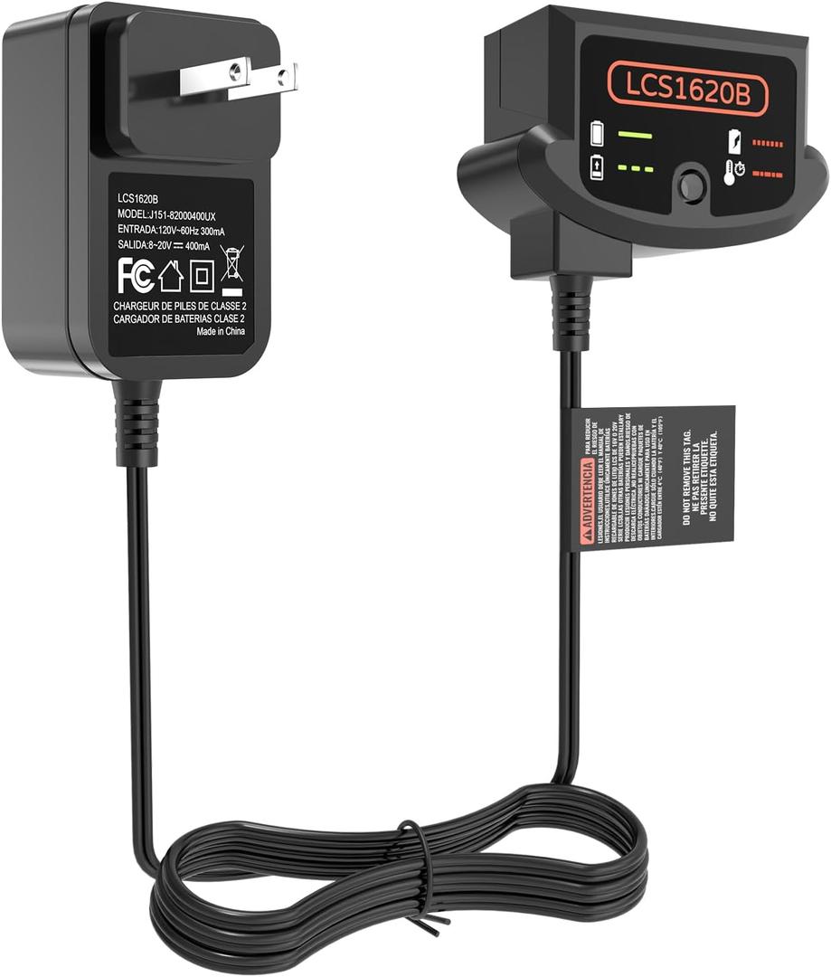 LCS1620B 20V Battery Charger, Replacement for Black and Decker 20V Lithium Battery Charger, Compatible with Black and Decker 12V 20V MAX Battery LBXR20 LBX20 LBX4020 LBXR2020.