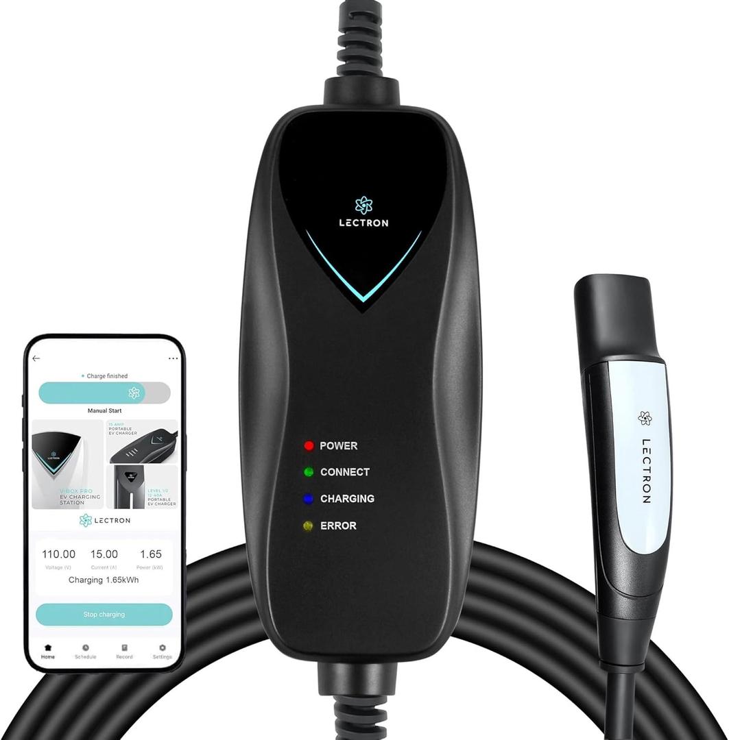 Lectron Level 1 Tesla Charger (WiFi Version) - 120V, 15 Amp, NEMA 5-15 Plug, 16 ft Cord - Portable Electric Car Charger for Tesla - Compatible with All Tesla Models S/3/X/Y/Cybertruck & NACS Evs