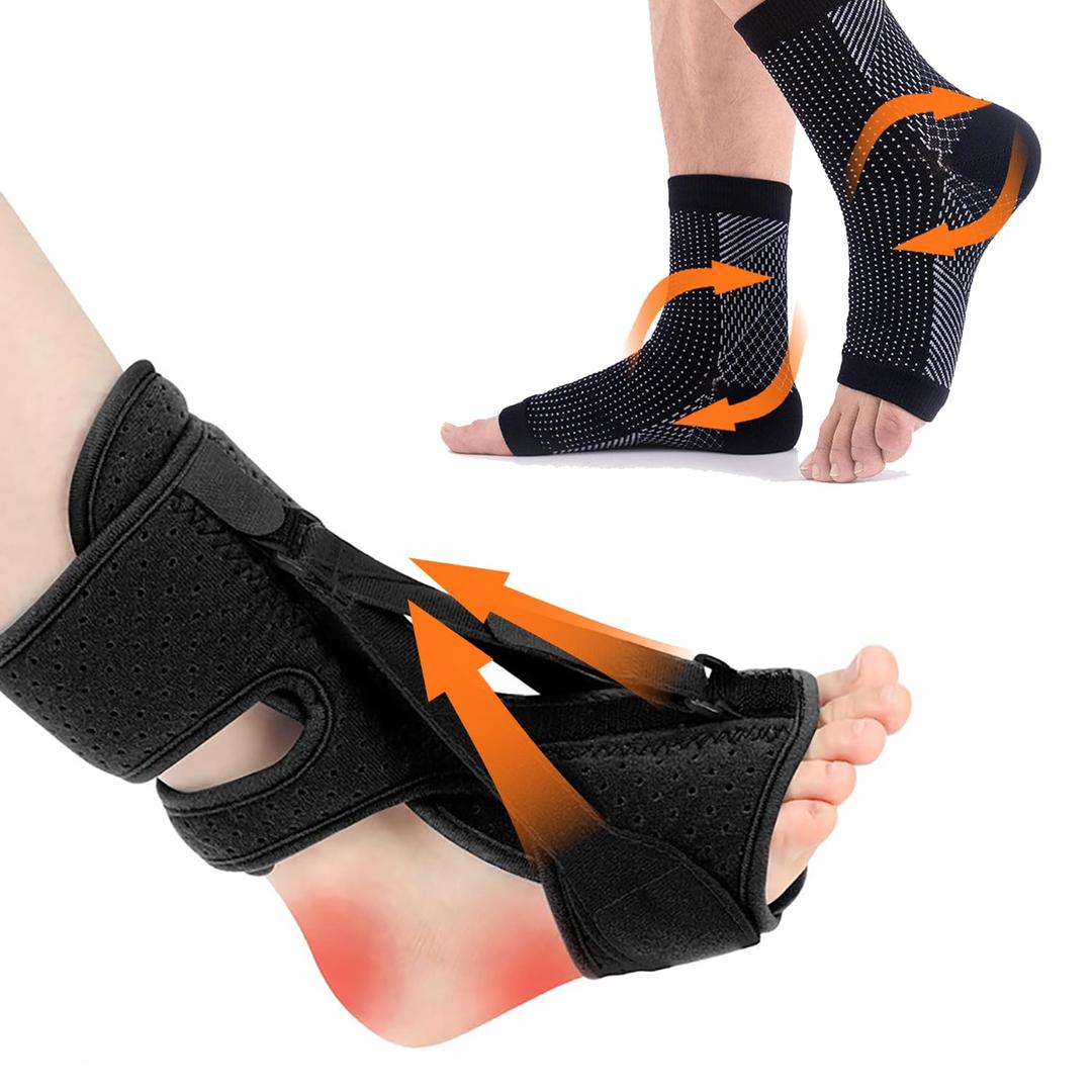 Veracon Plantar Fasciitis Night Splint,Upgrade 3 Adjustable Plantar Relief Brace,Adjustable Aluminum Bar Inside,for Pain Relief Fasciitis,Achilles Tendonitis (With Fasciitis Socks)