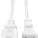 12 FT Extension Cord, White Polarized US 2-Prong Male-Female Extension Power Cord, SPT2 18AWG, Nema 1-15P to 1-15R Cable Polarity