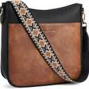 BOSTANTEN Crossbody Bags for Women Trendy Vegan Leather Hobo Purses Shoulder Handbags With Wide Shoulder Strap (A12-black With Brown)
