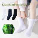 Marchare Boys Girls Seamless Crew Socks Soft School Dress Socks Uniform Calf Socks Black White Navy